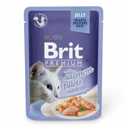 Brit Premium Cat pouch Вологий корм для котів філе лосося під соусом 85g -  Консерви Brit для котів 