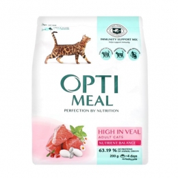 Optimeal сухой корм для кошек с высоким содержанием говядины и сорго -  Сухой корм Оптимил для котов 