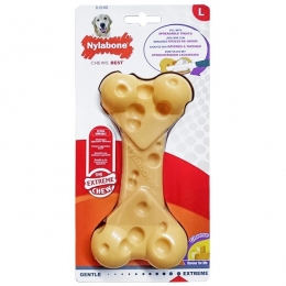 Nylabone Extreme Chew Cheese Bone, Нілабон сирна кісточка жувальна іграшка для собак, смак сиру, M - Игрушки для собак