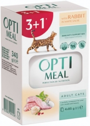 Optimeal корм для кошек кролик в белом соусе 0,34 кг 3+1 907456 Акция -  Оptimeal консервы для кошек 