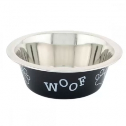 Woof Миска для собак металл черная d21см 1600 мл FBRPP-2Qt 320206 -  Миски и стойки для собак -   Материал: Металл  