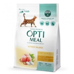 АКЦИЯ Optimeal Сухой корм для кошек со вкусом курицы 0.2+0.1 кг - Сухой корм для кошек