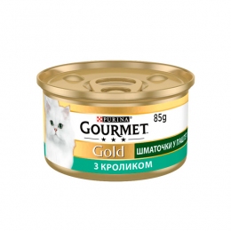Gourmet Gold шматочки в паштеті для котів із кроликом, 85 г -  Вологий корм для котів -   Клас Преміум  