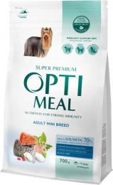 Optimeal Повний раціональний сухий корм для дорослих собак мініатюрних порід з високим вмістом лосося Вага: 0.7 кг -  Сухий корм для собак -   Потреба Здоров'я ротової порожнини  