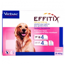 Эффитикс Спот-он капли на холку для собак Virbac 268 мг/2400 мг (20-40кг) -  Средства от блох и клещей для собак -   Действующее вещество: Фипронил   