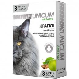 Краплі Unicum Organic протипаразитарні для котів, 3 піпетки - Краплі від бліх та кліщів для кішок