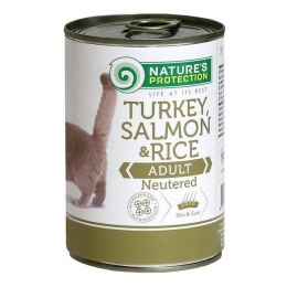 Корм Natures Protectionac Neutered Turkey, Salmon&Rice для котів консервований з м'ясом індички та лосося  400 гр. -  Корм для кішок з проблемами шерсті - Nature's Protection   