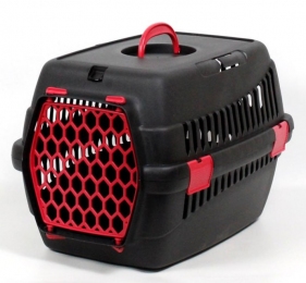 Переноска для животных черная пластик красные двери - Контейнеры (боксы) для собак