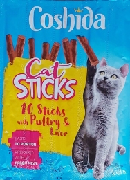 Coshida палички для котів птиця і лівер 10 шт по 5 гр - Смаколики та ласощі для котів
