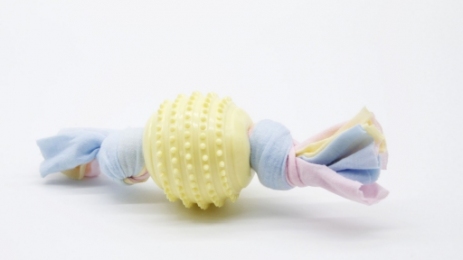Литой мяч с элементами ткани желтый 5 см - Игрушки для собак