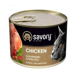 SAVORY Влажный корм для стерилизованных кошек с курицей - Корм для кастрированных котов и стерилизованных кошек