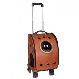 Рюкзак-переноска на колесах с иллюминатором для переноски животных, кожа, 33х44х27см - Рюкзаки переноски для собак