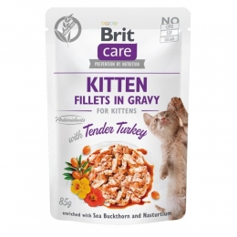 Brit Care Cat pouch ніжна індичка беззерновий вологий корм для кошенят 85 г - 