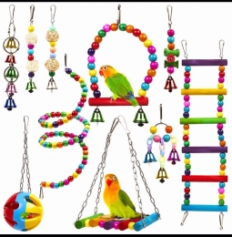 Набор игрушек для птиц 10 элементов - Качели для попугаев