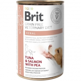Brit VetDiets Dog Renal с тунцом и лососем влажный корм для собак при почечной недостаточности 400 г -  Влажный корм для собак -   Ингредиент: Лосось  