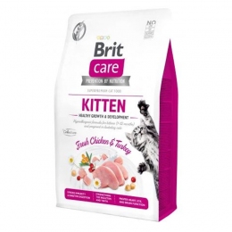 Brit Care Cat Grain-Free Kitten Healthy Growth And Development Беззерновий корм для кошенят з індичкою та куркою -  Сухий корм для котів з куркою 