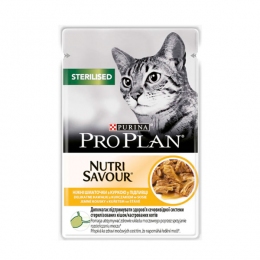 Pro Plan Sterilised Nutrisavour консерва для стерилизованных кошек в соусе с курицей, 85 г -  Корм для выведения шерсти Pro Plan   