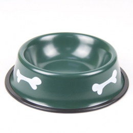 Миска для собак металлическая с резиной зеленая с костью d 18см 300 мл -  Миски и стойки для собак -   Материал: Резина  