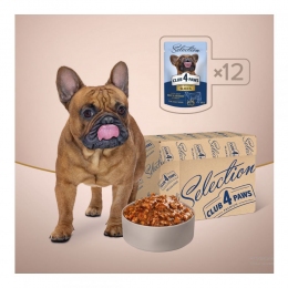 Акция Влажный корм Club 4 paws Selection для собак малых пород с говядиной и овощами 85г 12шт + 12шт в подарок -  Премиум консервы для собак 