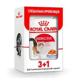Royal Canin Instinctive консервированный корм для кошек старше 1 года (кусочки в желе) -  Акции -    