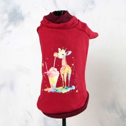 Свитшот Буся красный трикотаж на флисе (девочка) -  Одежда для собак -   Материал: Трикотаж  