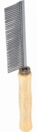 Расческа с частым зубом 304 М деревянная ручка -  Груминг кошек - Другие     