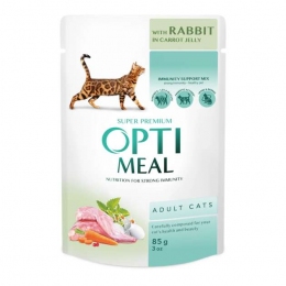 Optimeal Влажный корм для котов с кроликом в морковном желе 85г - Корм для выведения шерсти у кошек