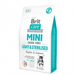 Brit Care GF Mini Light&Sterilised Гипоаллергенный корм для стерилизованных собак мелких пород с лососем и кроликом - Сухой корм для собак