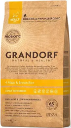 Grandorf Livintg Probioti 4 Meat Recipe Adult Mini - 4 види м'яса з бурим рисом Сухий корм для міні порід -  Сухий корм для собак Grandorf   