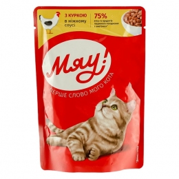 Влажный корм Мяу!  для кошек с курицей в соусе пауч 85 гр. - Similar products