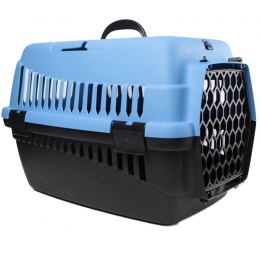 Переноска для животных голубо-черная пластик -  Сумки и переноски для собак -   Материал: Пластик  