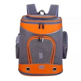 Рюкзак квадрат с сеткой ткань серо-оранжевая - Рюкзаки переноски для собак