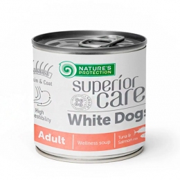 Суп для собак із білим забарвленням шерсті Nature's Protection Superior Care White Dogs All Breeds Adult Salmon and Tuna з лососем і тунцем, 140 мл -  Вологий корм для собак -   Потреба Шкіра і шерсть  