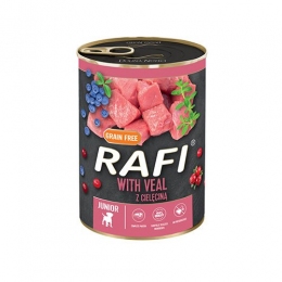Dolina Noteci Rafi junior консервы для щенков паштет телятина, голубика, клюква (65%) 400гр 305088 - Влажный корм для собак