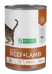 Nature's Protection Cat adult with beef & lamb complete pet food with beef adult cats яловичина і ягня корм з для дорослих кішок 400гр. - Консерви для котів