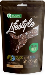 Лакомство Nature's Protection Lifestyle snacks for dogs, duck and cod rolls для собак, рулеты из утки и трески, 75 гр.  -  Лакомства для собак Nature's Protection     