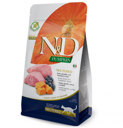 Сухой корм Farmina N&D Grain Free Pumpkin Lamb & Blueberry Neutered Adult для стерилизованных кошек, с ягненком и черникой, 300 г   -  Сухой корм для кошек -   Особенность: Стерилизованные  