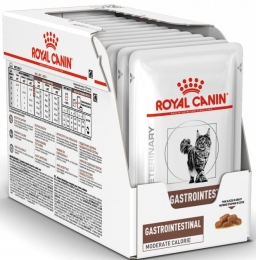 АКЦИЯ Royal Canin Gastrointestinal Moderate Calorie влажный корм для кошек при расстройствах пищеварения 8+4 по 85 г -  Влажный корм для котов -   Потребность: Обмен веществ и пищеварение  