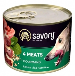 SAVORY Влажный корм для собак всех пород с четырьмя видами мяса -  Влажный корм для собак -   Ингредиент: Мясо  