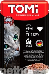 TOMi Superpremium Veal Turkey телятина индейка, Влажный корм для котов, консервы 100г -  Консервы для кошек -    