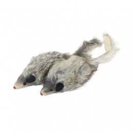 Мышь серая натуральная с пищалкой для кошек 10см/2шт -  Игрушки для кошек -   Материал: Плюш  