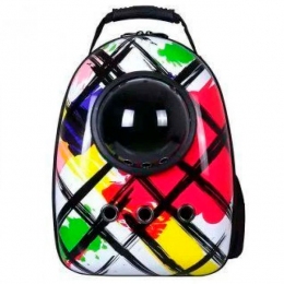 Рюкзак переноска пластиковый иллюминатор 32х42х29 см радуга - Переноска для котов