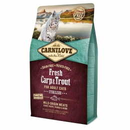Carnilove Sterilised for Adult с карпом и форелью сухой корм для стерилизованных кошек 2 кг -  Сухой корм для собак -   Особенность: Стерилизованные  