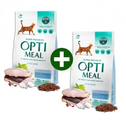 Optimeal корм для кошек с треской 700г+700г в подарок -  Сухой корм Оптимил для котов 