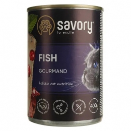 Вологий корм Savory Cat Can Adult для дорослих вибагливих кішок із рибою 400 гр. - Similar products