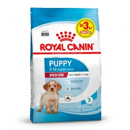 АКЦІЯ Royal Canin Medium Puppy сухий корм для цуценят середніх порід 12+3 кг -  Сухий корм для собак дрібних порід 