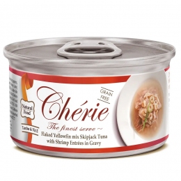 Cherie Signature Gravy Mix Tuna&Shrimp Вологий корм для котів зі шматочками тунця та креветок у соусі 80 гр -  Вологий корм для котів -   Інгредієнт Креветка  