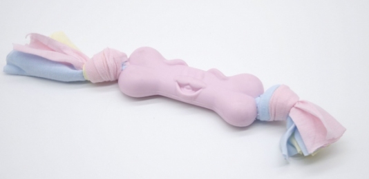 Литая косточка-зверушка с элементами ткани розовая 28 см - Игрушки для собак
