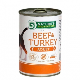 Консерва для собак Nature's Protection Adult Beef&Turkey з телятиною та індичкою, 400 г -  Ласощі для собак -   Інгредієнт Індичка  