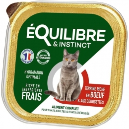 Equilibre Instinct eQi Влажный корм в соусе для взрослых и стерилизованных кошек с лососем и кабачком, паштет 85 г -  Влажный корм для котов -  Ингредиент: Лосось 